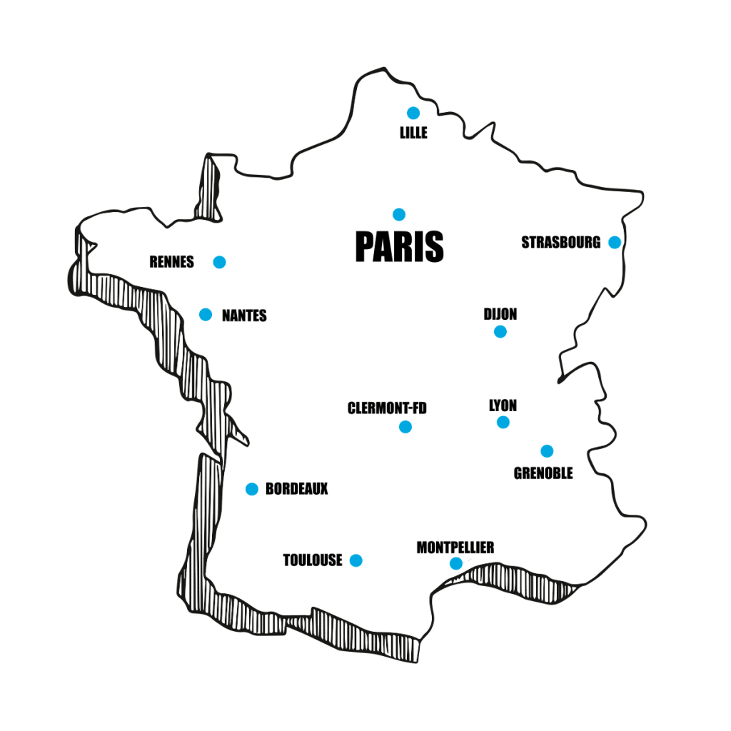 carte de france du championnat étudiants de foot à 5 student league